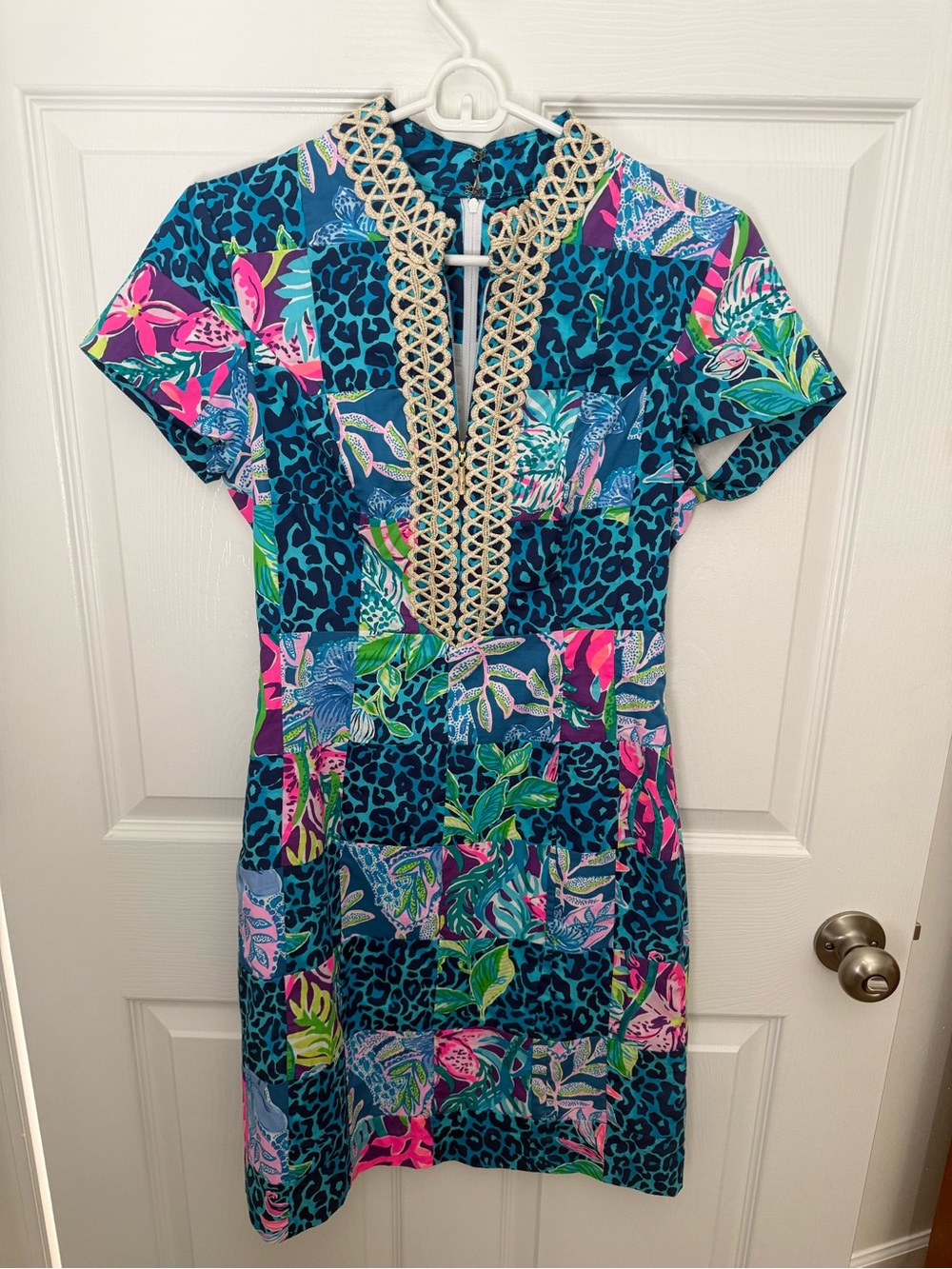 Beautiful Lilly Pulitzer- Adrena Shift-  Teal Blue Mixed-Print Mini Dress